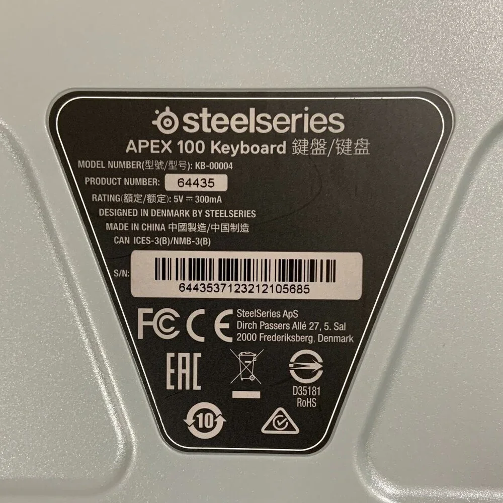 SteelSeries Apex 100 Gaming Keyboard Model KB-00004 Blue Backlit Tested